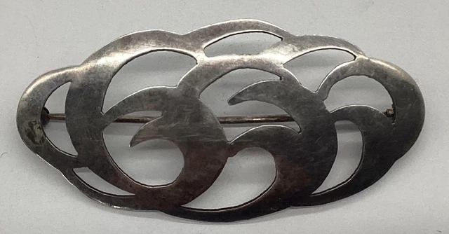 Broche Ancienne Art Déco / Nouille - Métal Argenté - Style Cubique - France - Occasion