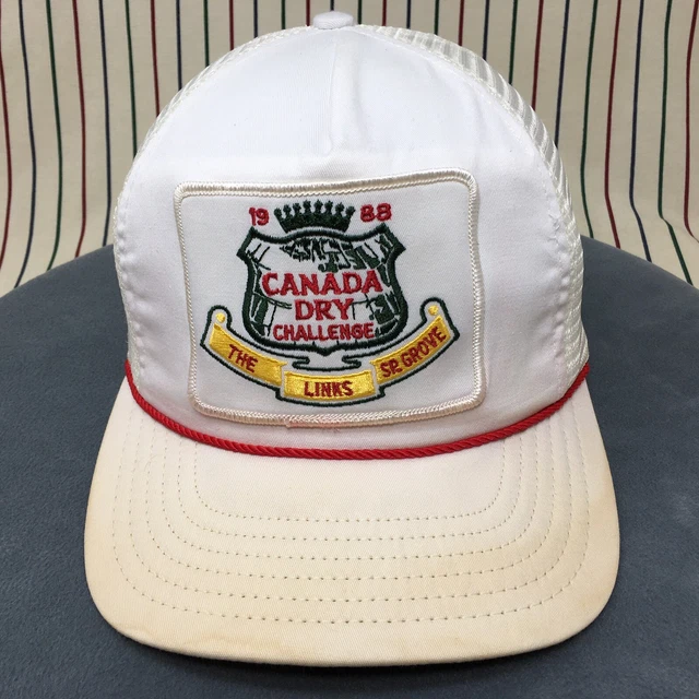 0056 Vintage Canada Dry Trucker Hat Ball Cap Adjustable Strapback Mesh Patch 80s