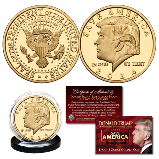 DONALD TRUMP Save America '24 Silver Nickel 1 OZ 39mm Tribute Coin PANORAMIC COA