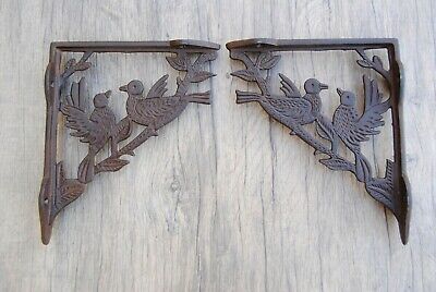 2pcs vintage victorian heavy cast iron bird design wall shelf eastlake brackets