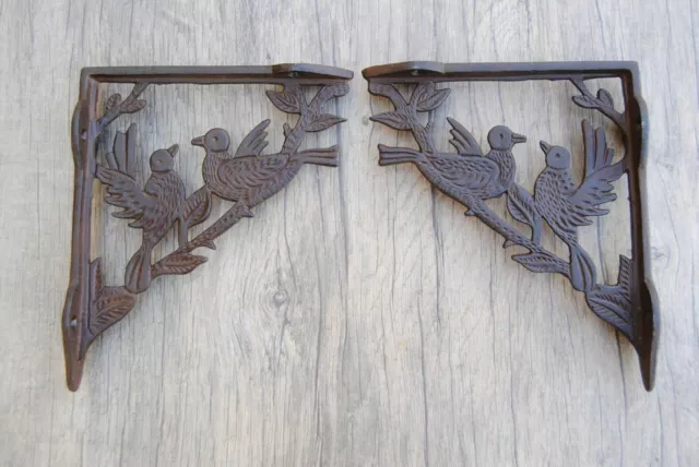 2pcs vintage victorian heavy cast iron bird design wall shelf eastlake brackets