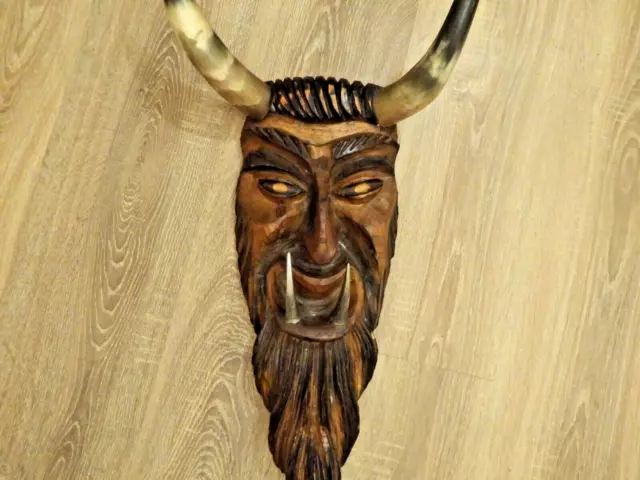 Vintage.Wall Wooden Devil.Devil.Handmade. 3