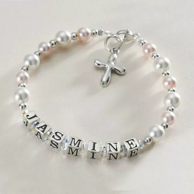 Sterling Silver Name Bracelet for Girls Christening Jewellery Gift, Personalised