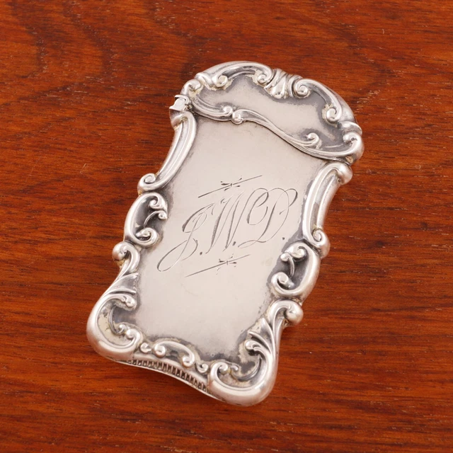F S Gilbert Sterling Silver Match Safe Scroll Borders 1899-1913 Monogram Gwd