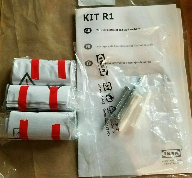 IKEA TIP OVER RESTRAINt AND WALL ANCHOR SAFETY KIT R1 £4.79 PicClick UK