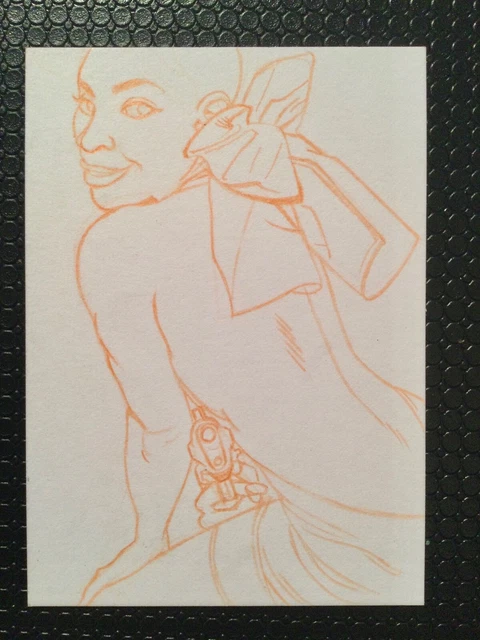 Plug In Your Own Character: Spy Femme Fatale Original Sketch Card Art Commission