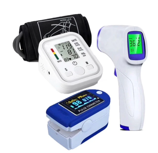 Pack Santé Famille : Tensiomètre, Oxymètre, Thermomètre Infrarouge - Neuf