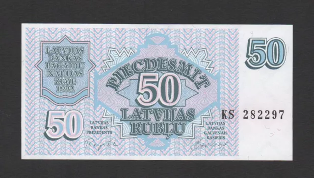 50 Rubel Rublu 1992 Lettland P-40a UNZ UNC