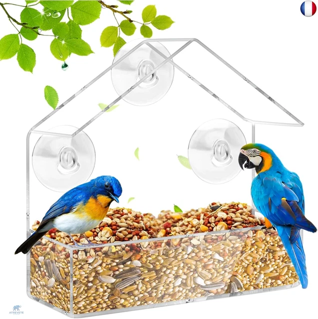 MANGEOIRE,Transparent--Mangeoire à Oiseaux En Acrylique, Fenêtre