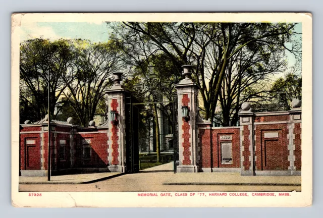 Cambridge MA-Massachusetts, Harvard College Memorial Gate Vintage c1912 Postcard