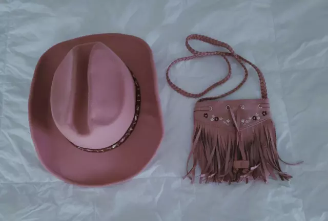 Gymboree Rose Pink & Dark Burgundy Cowgirl Handbag & Hat Set