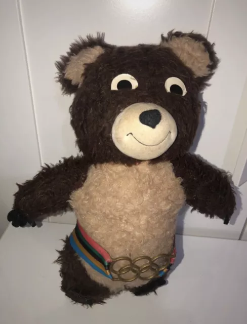 ORSO TEDDY BEAR MISHA OLIMPIADI MOSCA 1980 mascotte cerchi olimpici Vintage EFFE