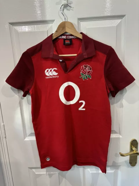 Canterbury Rugby top Shirt O2 England Red Rose Excellent Condition Boys Age 12