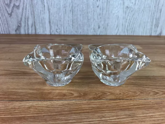 Pair Of Clear Chunky Glass Tealight Candle Holders