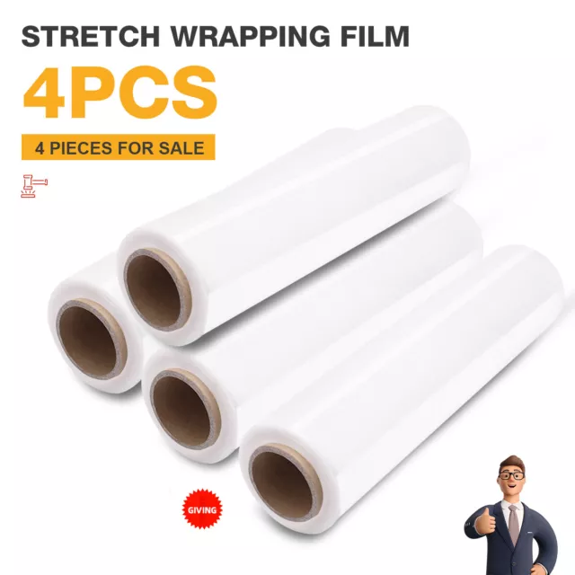 18"x1500FT 80 Gauge Clear Pallet Wrap Stretch Films Hand Shrink Wrap ( 4 Rolls ) 2