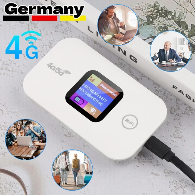 KuWFi mobiler WLAN Router - 4G LTE Hotspot für bis zu 10 Geräte - Router für mobiles Internet mit 4G LTE bis zu 150 Mbit/s Download, 2400mAh Akku für bis zu 9