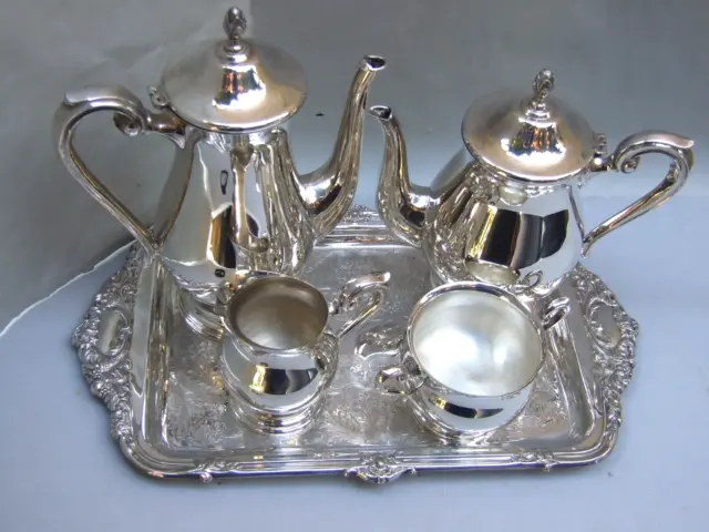 Vintage VINERS SILVER PLATED TEA /COFFEE SET  Serving Tray - Antique Style - VGC