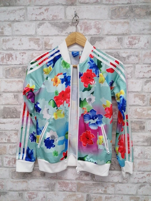 Adidas Originals RARE Girls Track Jacket FLOWER PRINT Full Zip  size 13-14Y