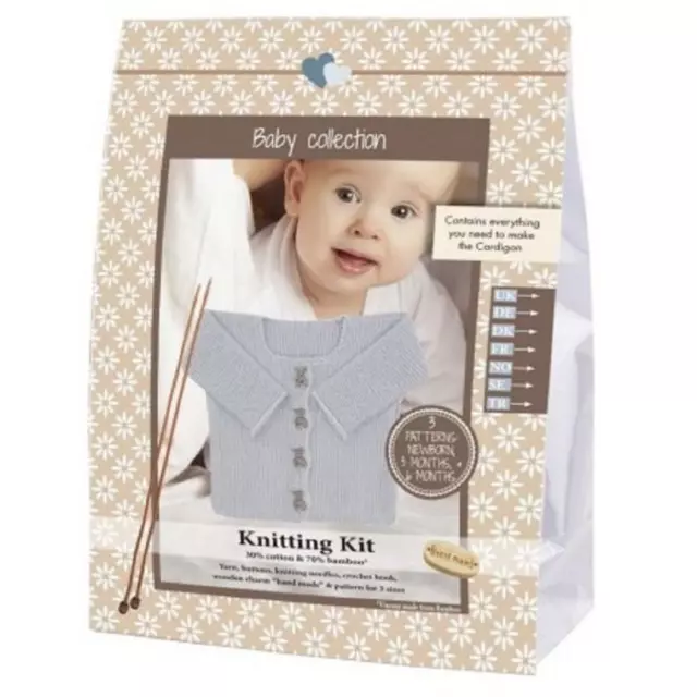 Go Handmade Knitting Crochet Kit Baby Cardigan - Light Grey