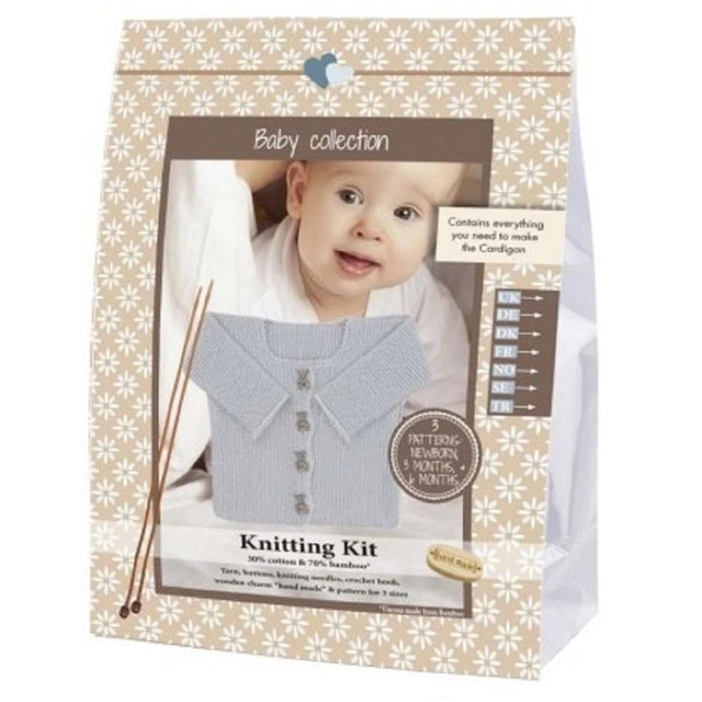 Go Handmade Stricken Häkeln Set Baby Strickjacke - Hell Grau