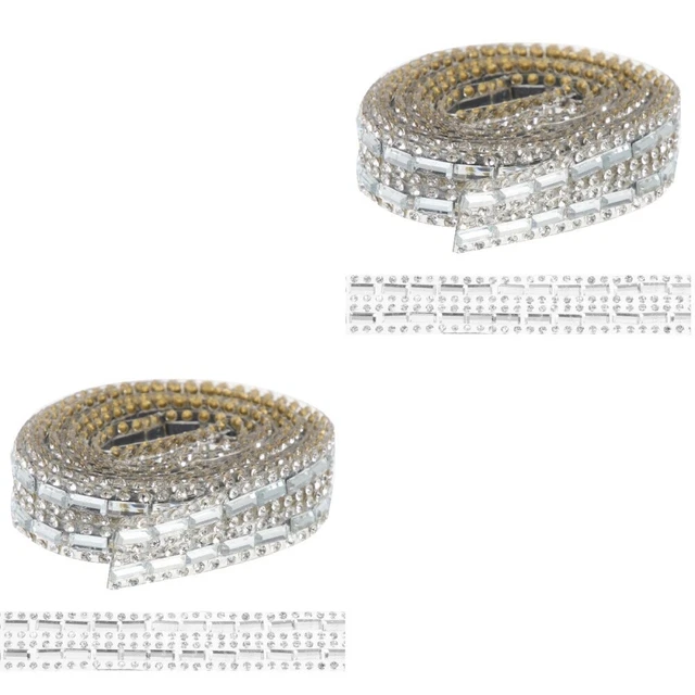 2x Band Glitzer Handwerk bling Strassrollen Strasskette Pro craft Nähen diy