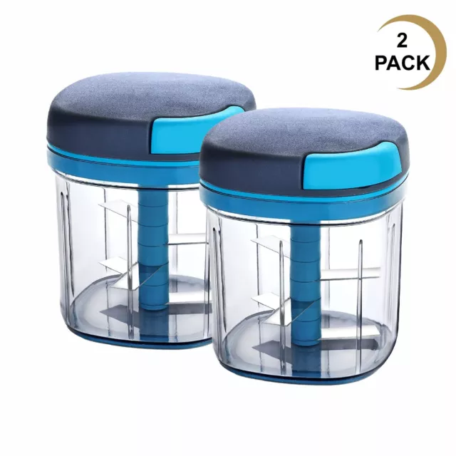 Pull Cord Pulling Food Chopper Manual Vegetable Slicer Hand Blender Kitchen 2PK