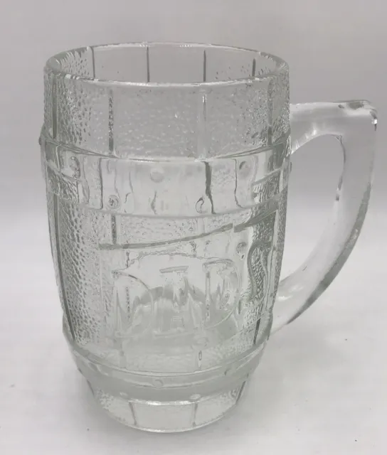 Dad’s Root Beer Clear Barrel Mug Heavy Thick Glass Embossed Logo.