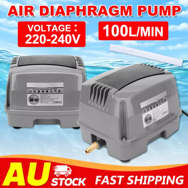 Air Pump Hiblow 80L-100L/M Diaphragm Aquarium Fish Pond Domestic Septic Aerator