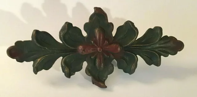 Antique Architectural Cast Iron Floral Light Fixture Ornate Bracket 9" Long