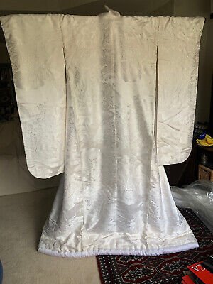 Vintage Embroidered Japanese Uchikake White Shiromuku Wedding Kimono  2