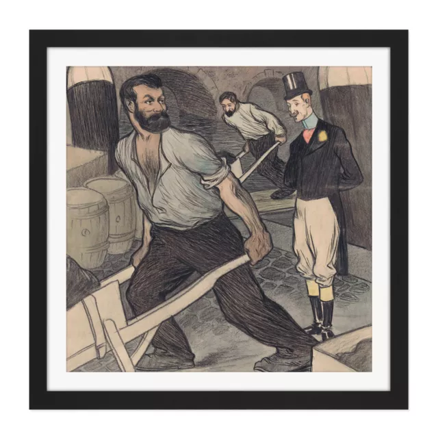 Jan De Waardt Labor Man Working Class Drawing Square Framed Wall Art 16X16 In