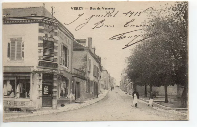 VERZY - Marne - CPA 51 - la rue de Verzenay - magasin