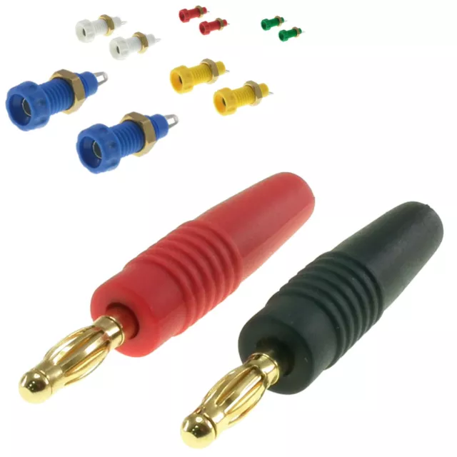 Gold Plated 4mm Banana Plugs or Sockets UK Seller