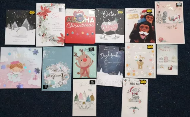 16 x Lot Of Christmas Gift Cards Decoration Xmas Mix Christmas Present Cards
