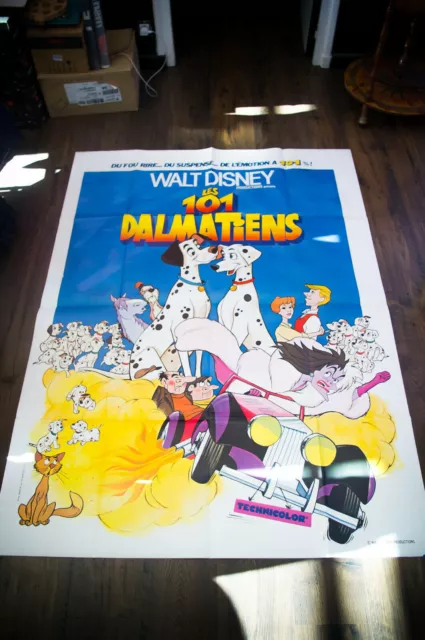 101 DALMATIANS RERELEASE - FMC Movie Poster - Rare Fold French Grande Original