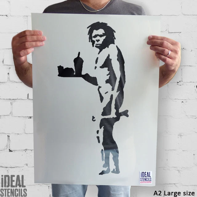 BANKSY CAVEMAN STENCIL Reusable Stencil Paint Wall Graffiti Art Ideal