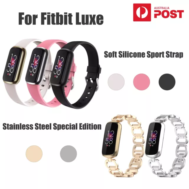 For Fitbit Luxe Silicone Stainless Steel Replacement Band Watch Strap Bracelet