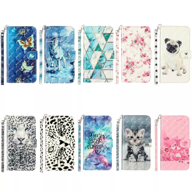 For iPhone 11 Pro 11 Max 8 Plus 12 Phone Case Deluxe 3D Flip Wallet Stand Cover