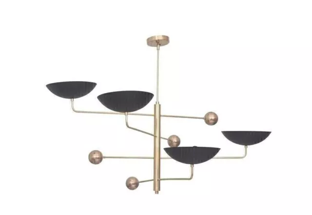 4 light Mid Century Modern Raw Brass Sputnik chandelier light Fixture Ceiling