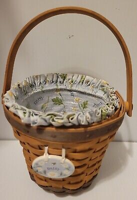 Longaberger Daisy Basket ‘99 Flowers Notecards Fabric Liner Protector Tie-on