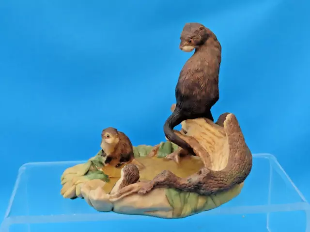 Otter Family Figurine Aynsley Mastercraft Hand Painted Figure 1985 3