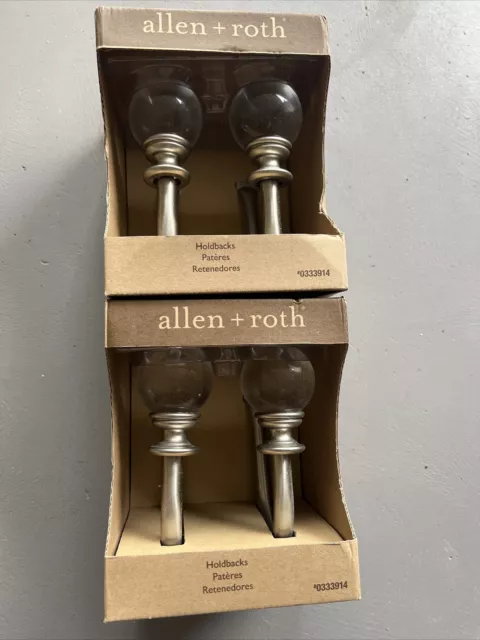 Allen + Roth Brushed Nickel Holdback Tie Backs w/ Clear Glass Ball 2 Pairs