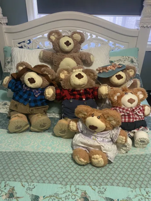 6 X Furskin Bears Xavier Roberts 1985 Cabbage Patch Kids -  Vintage - RARE