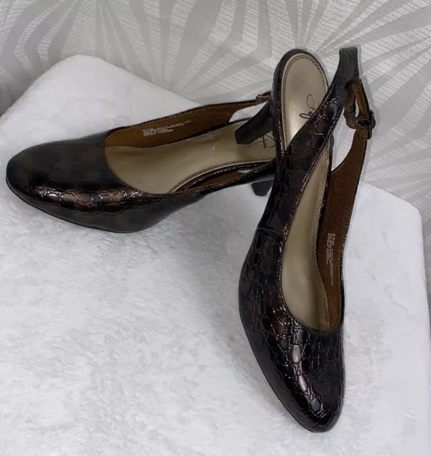 🌸Lifestride | Paris Slingback Croc Print Brown Heels ( SZ9.5) 3