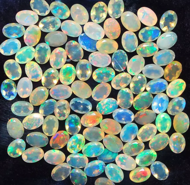 Natural Ethiopian Opal Oval Faceted Marvelous Loose Gemstone Lot