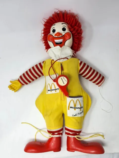 Ronald McDonald Clown Doll Vintage Whistle 1978 Plush Plastic Play Toy McDonalds