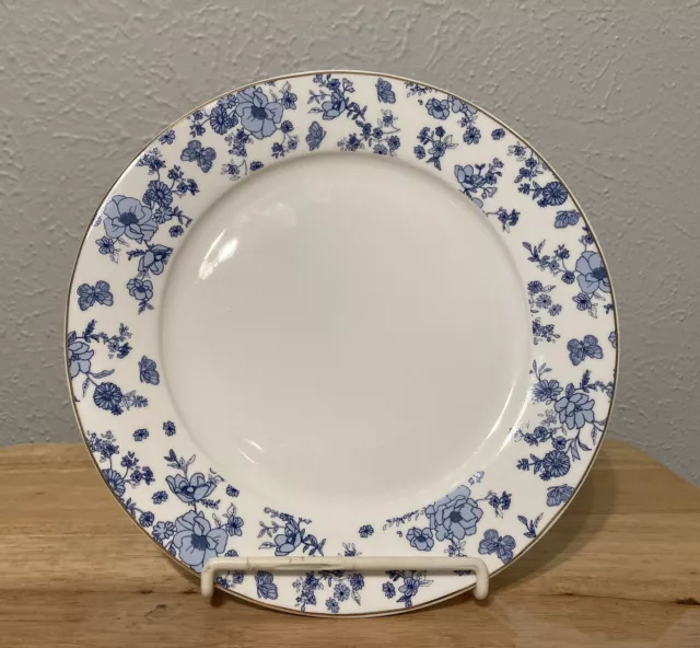 Grace Teaware Fine Porcelain 10 1/4 Dinner Plates White Blue Flowers Set of 2