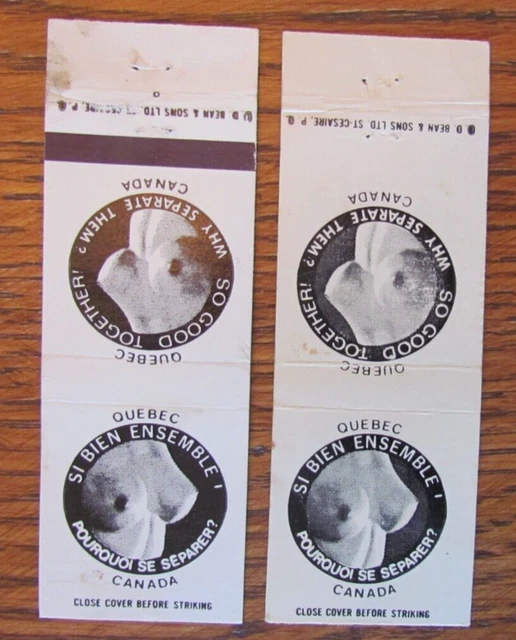 Girlie: Quebec Anti Separation Political Matchbook Covers Don't Split Us! -C12