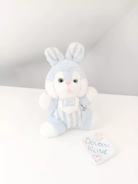 Peluche/Doudou Lapin Bleu Blanc Rayé 22cm - Tartine Et Chocolat