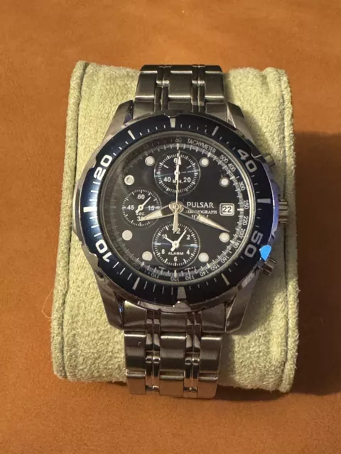 PULSAR CHRONOGRAPH WATCH Dial 100m White Gold 3 8.95